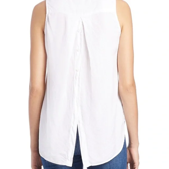 Cloth & Stone White Sleeveless Collared Shirt Medium - Picture 8 of 8